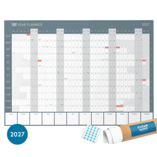 2027 Year Wall Planner A2 Rolled Crease Free UK Calendar