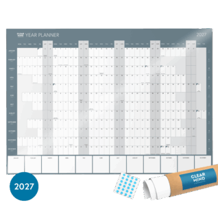 2027 Year Wall Planner A1 Laminated Rolled Reusable Dry Wipe UK Calendar